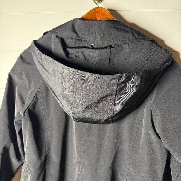 London Fog Black Toggle Trench Coat Removable Hood Size Medium - Picture 3 of 9